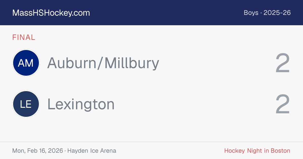 Auburn/Millbury at Lexington score card