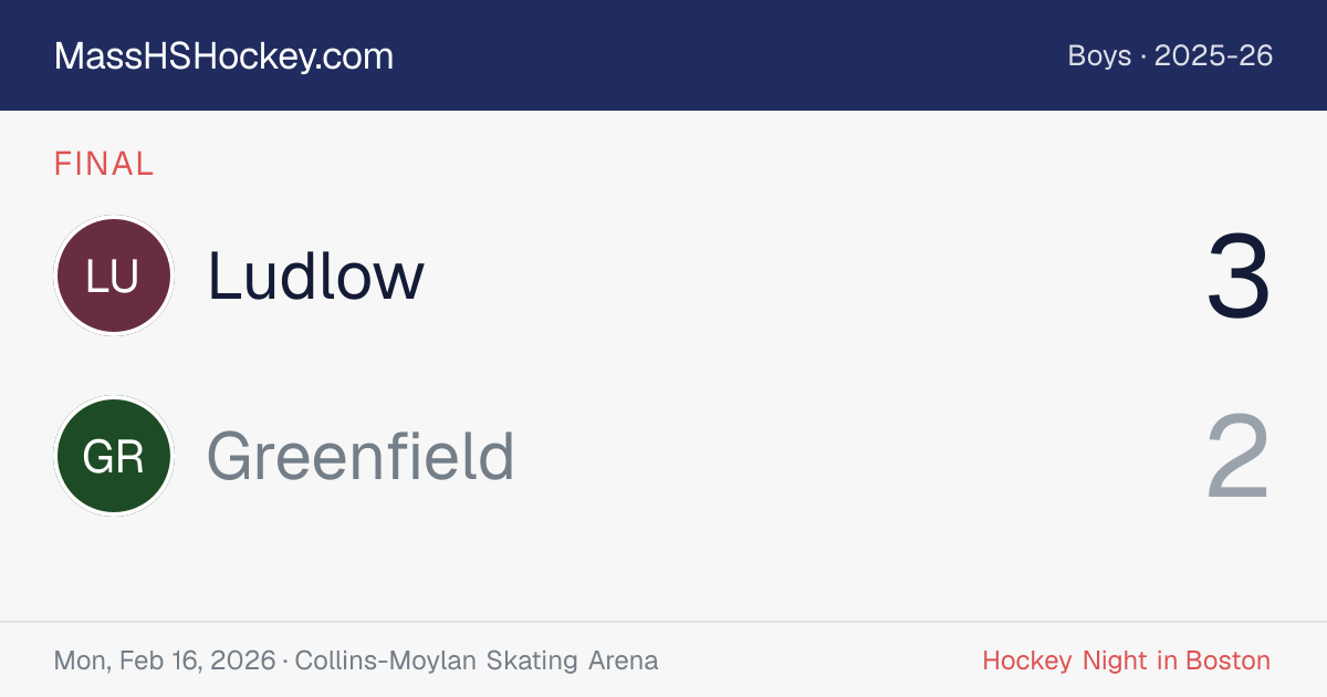 Ludlow at Greenfield score card