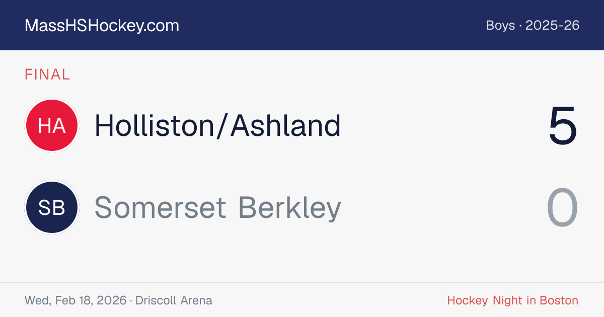 Holliston/Ashland at Somerset Berkley score card