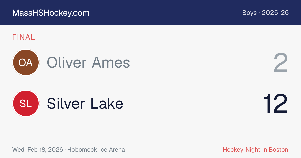 Oliver Ames at Silver Lake score card