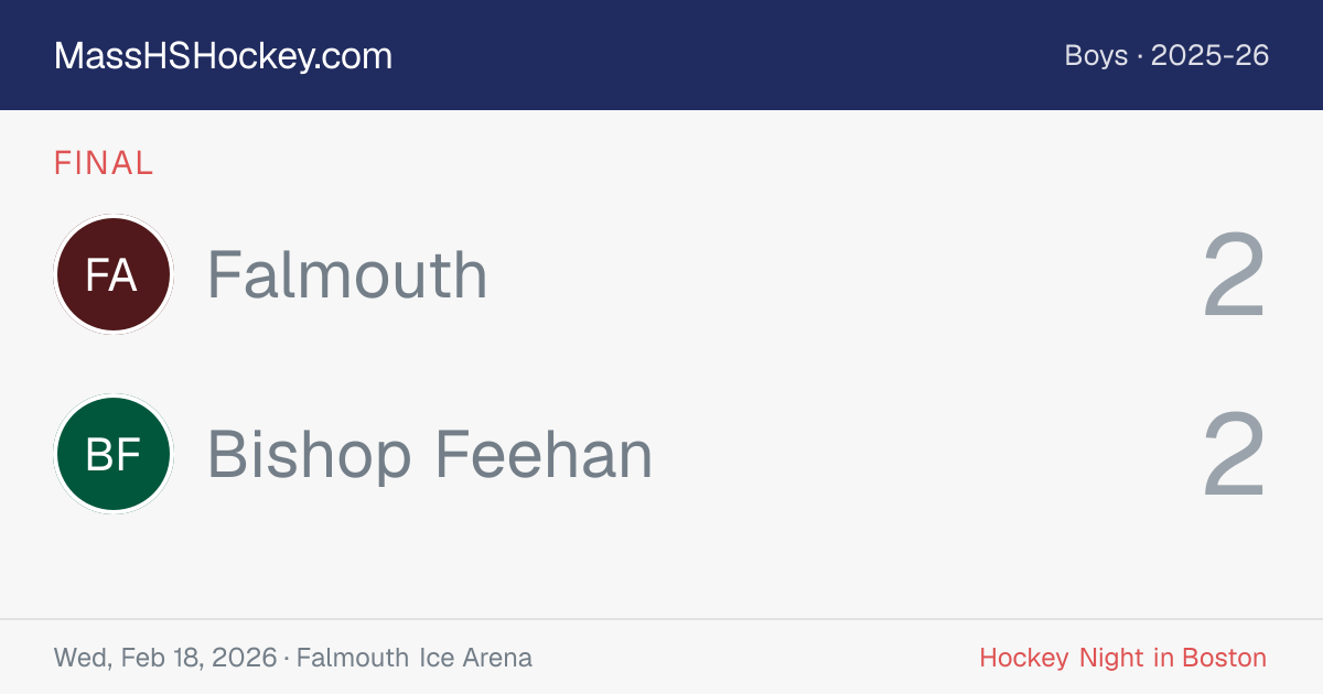 Falmouth at Bishop Feehan score card
