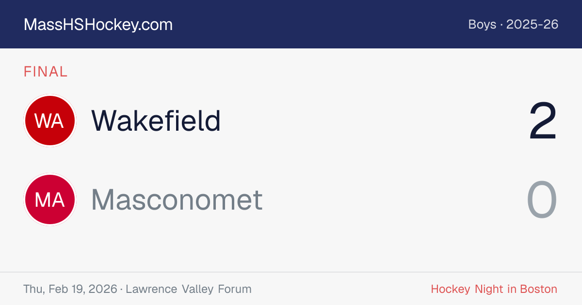 Wakefield at Masconomet score card