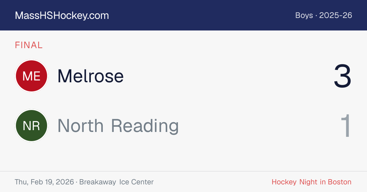 Melrose at North Reading score card