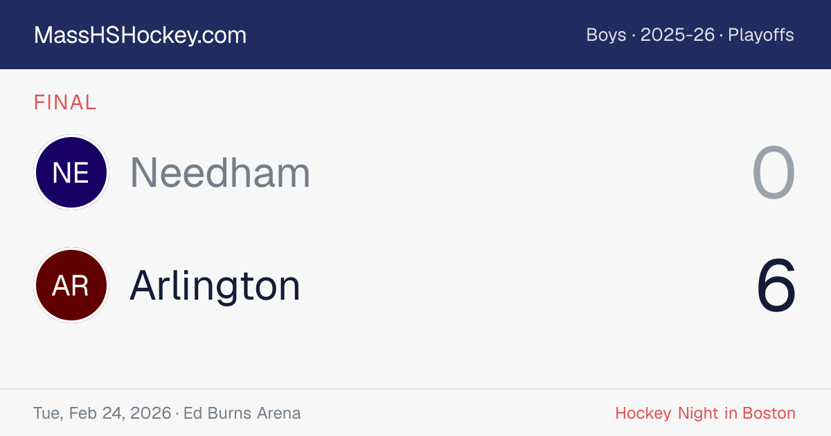 Needham at Arlington score card