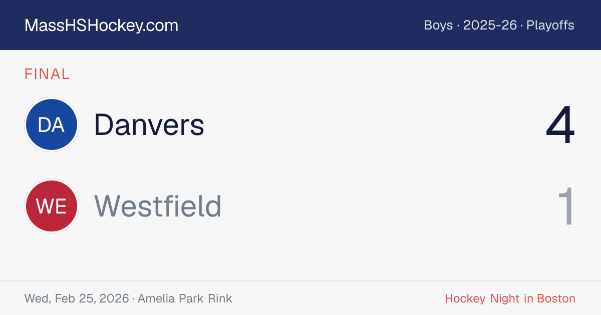 Danvers at Westfield score card