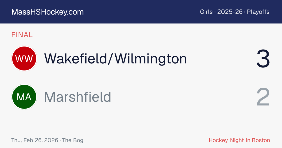 Wakefield/Wilmington at Marshfield score card