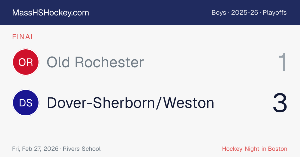 Old Rochester at Dover-Sherborn/Weston score card