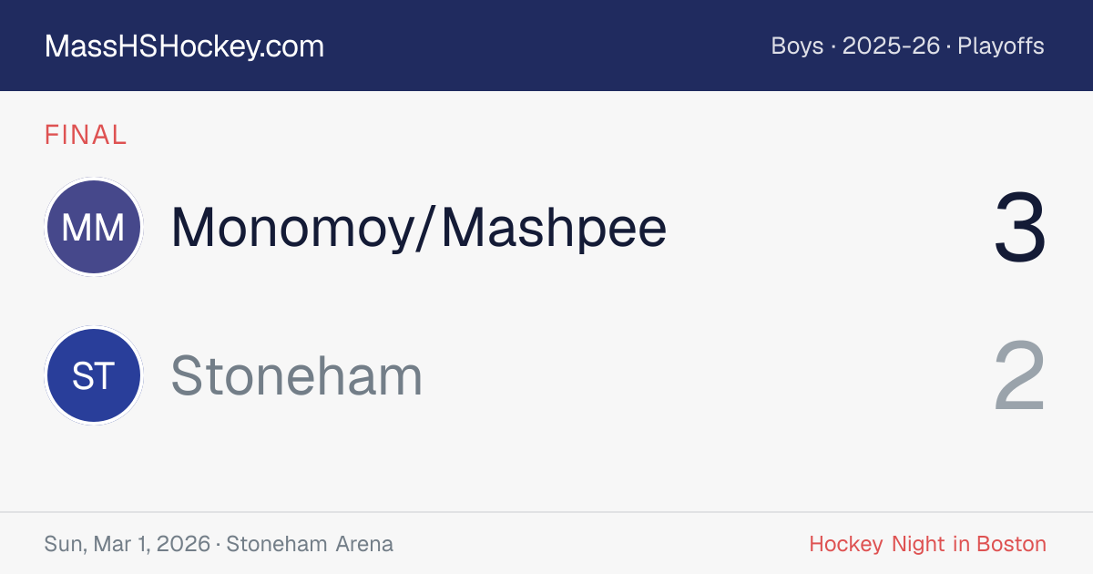 Monomoy/Mashpee at Stoneham score card