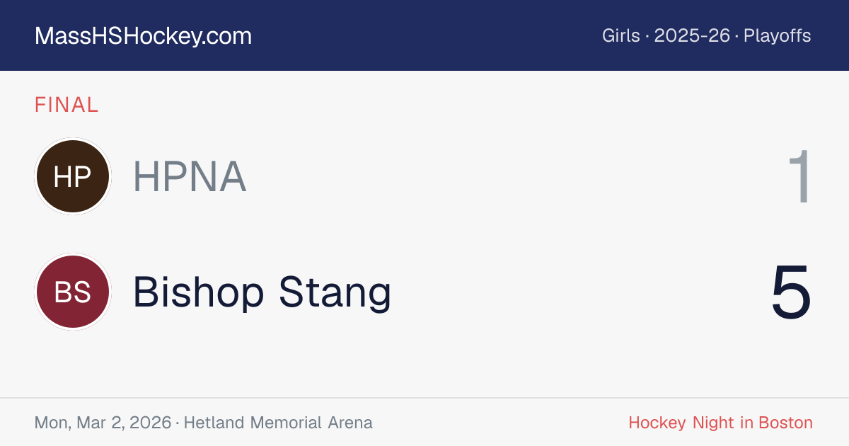 HPNA at Bishop Stang score card