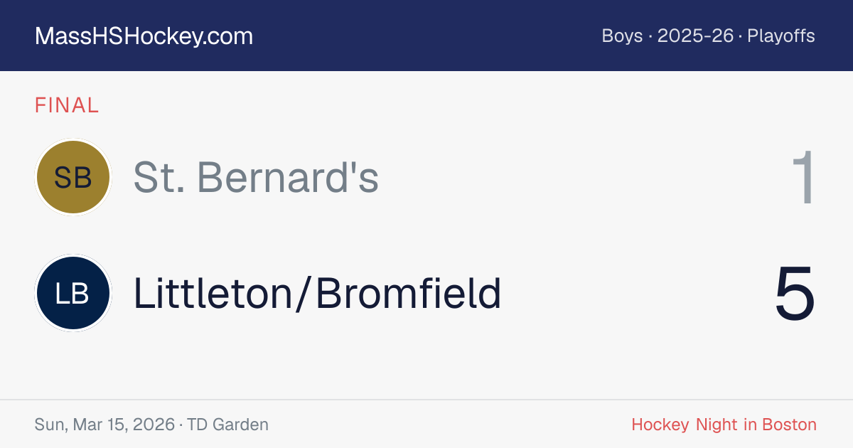 St. Bernard's at Littleton/Bromfield score card