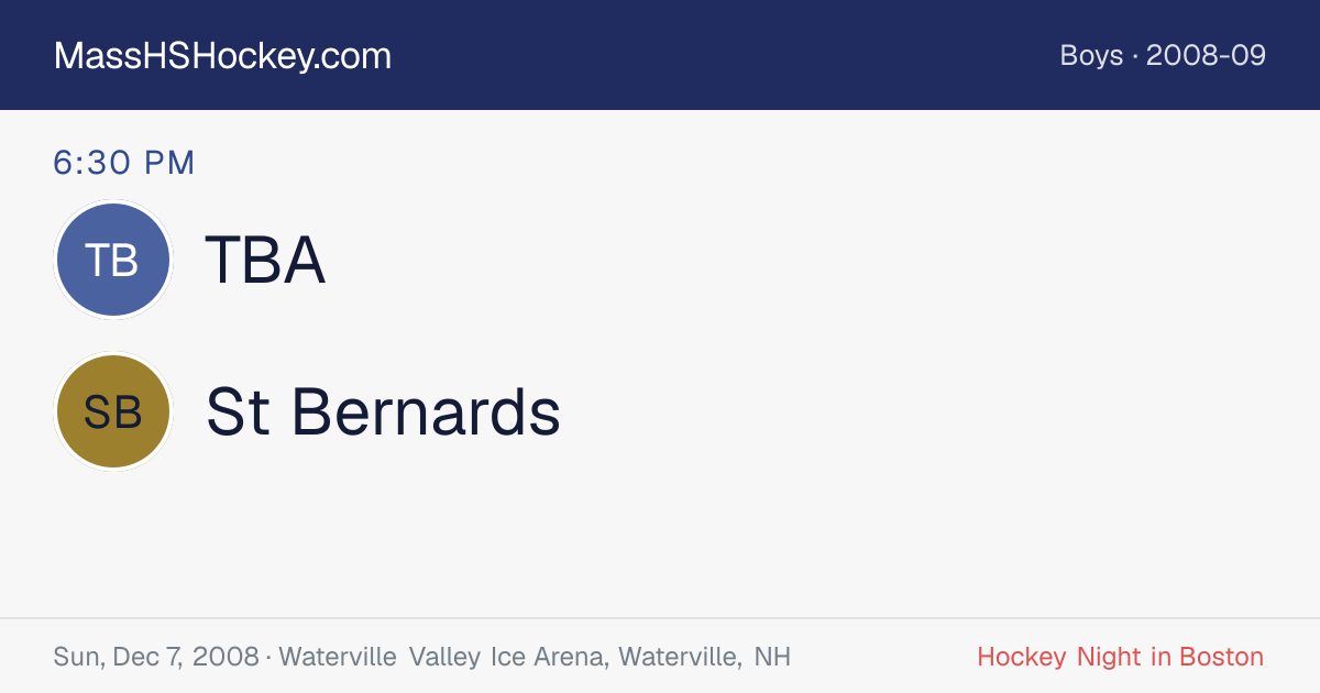 TBA at St Bernards score card