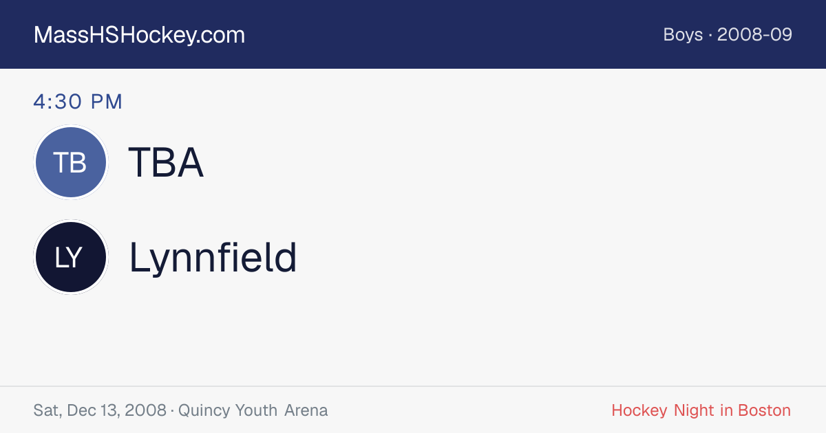 TBA at Lynnfield score card