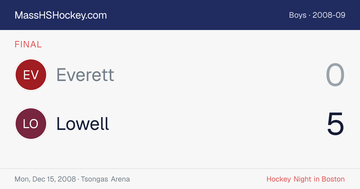 Everett at Lowell score card