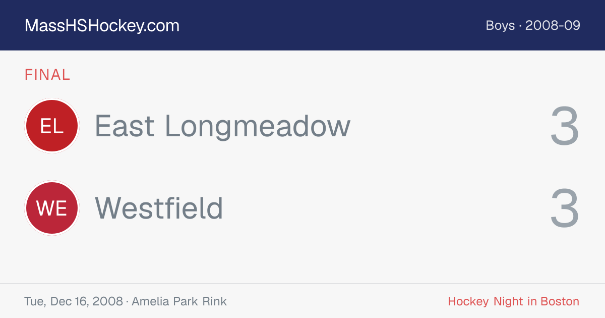 East Longmeadow at Westfield score card