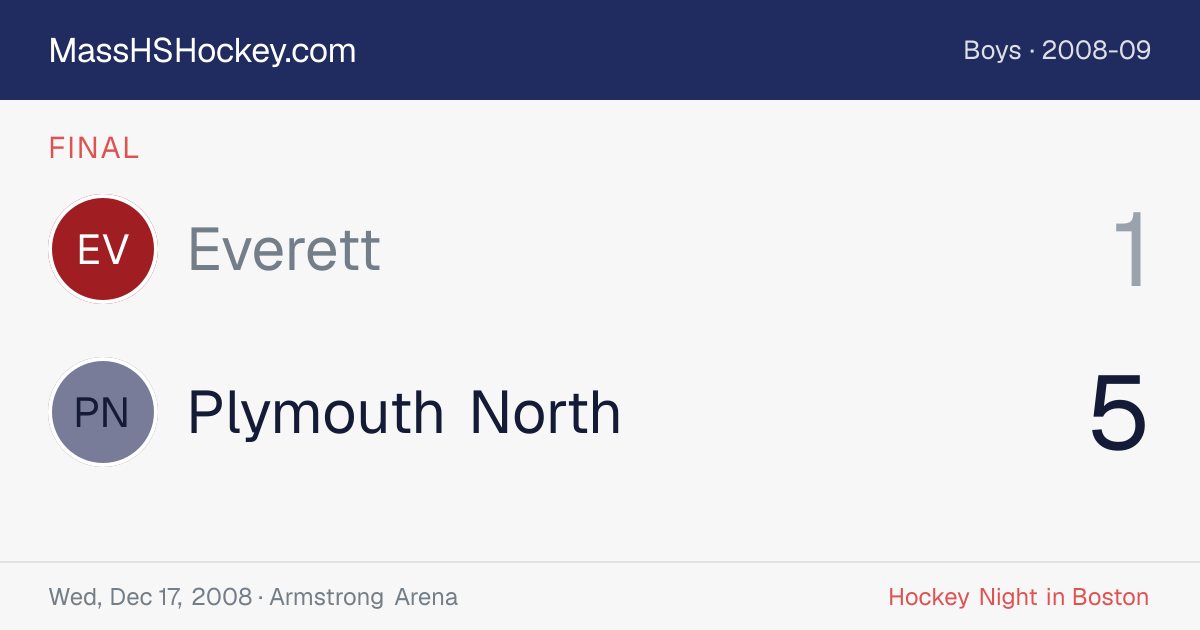 Everett at Plymouth North score card