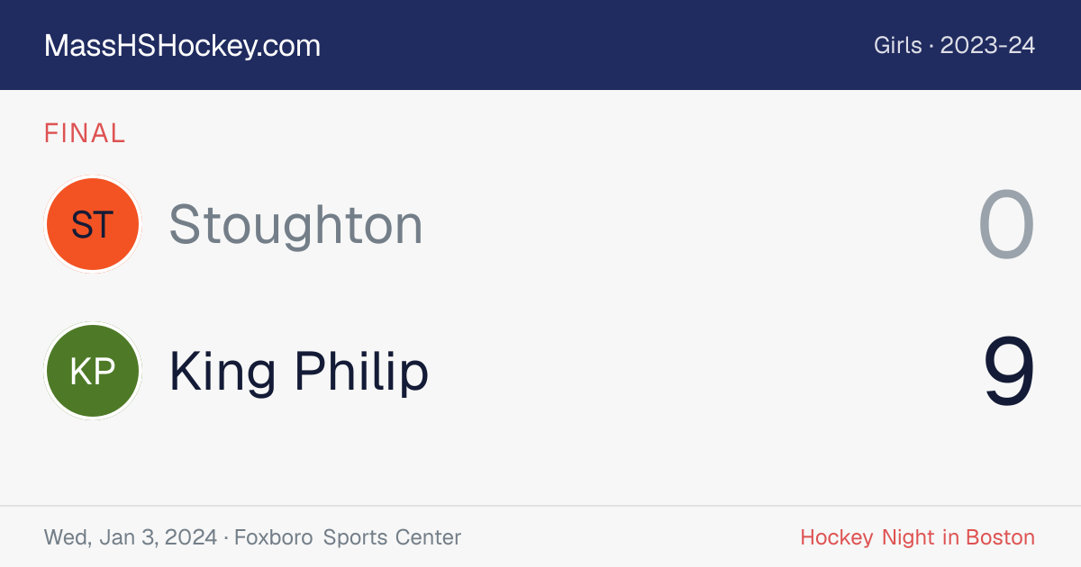 Stoughton at King Philip score card