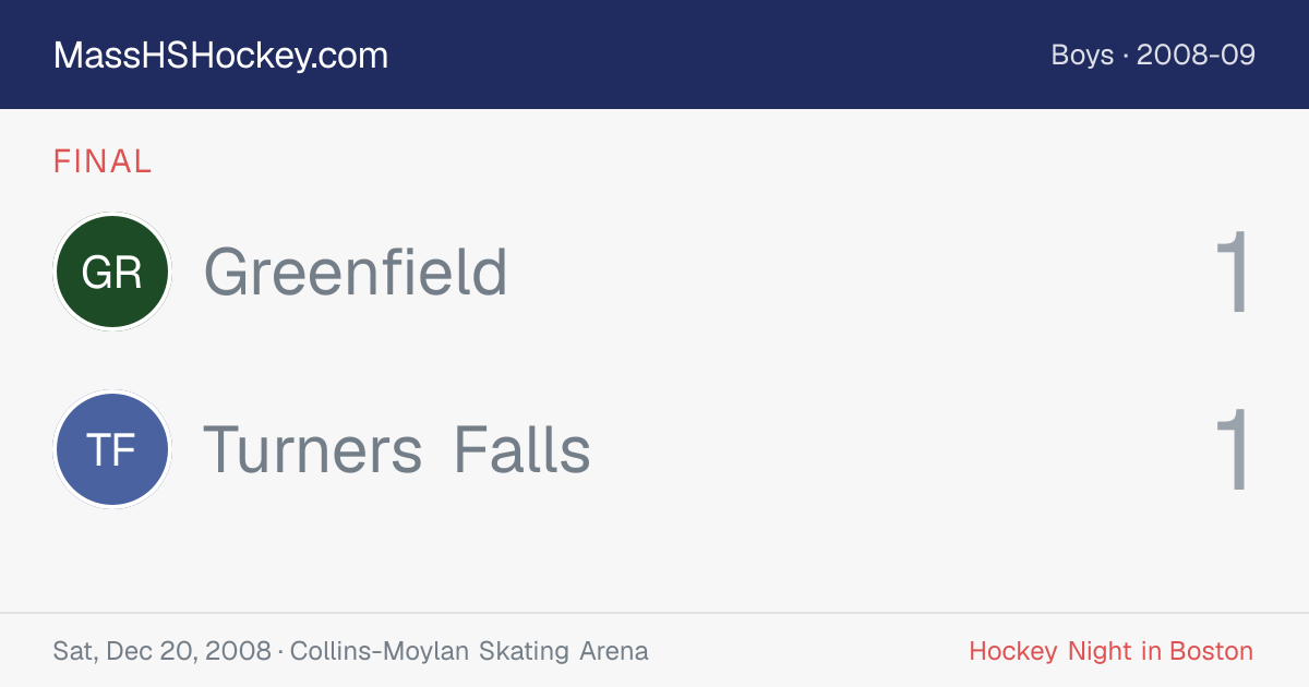 Greenfield at Turners Falls score card