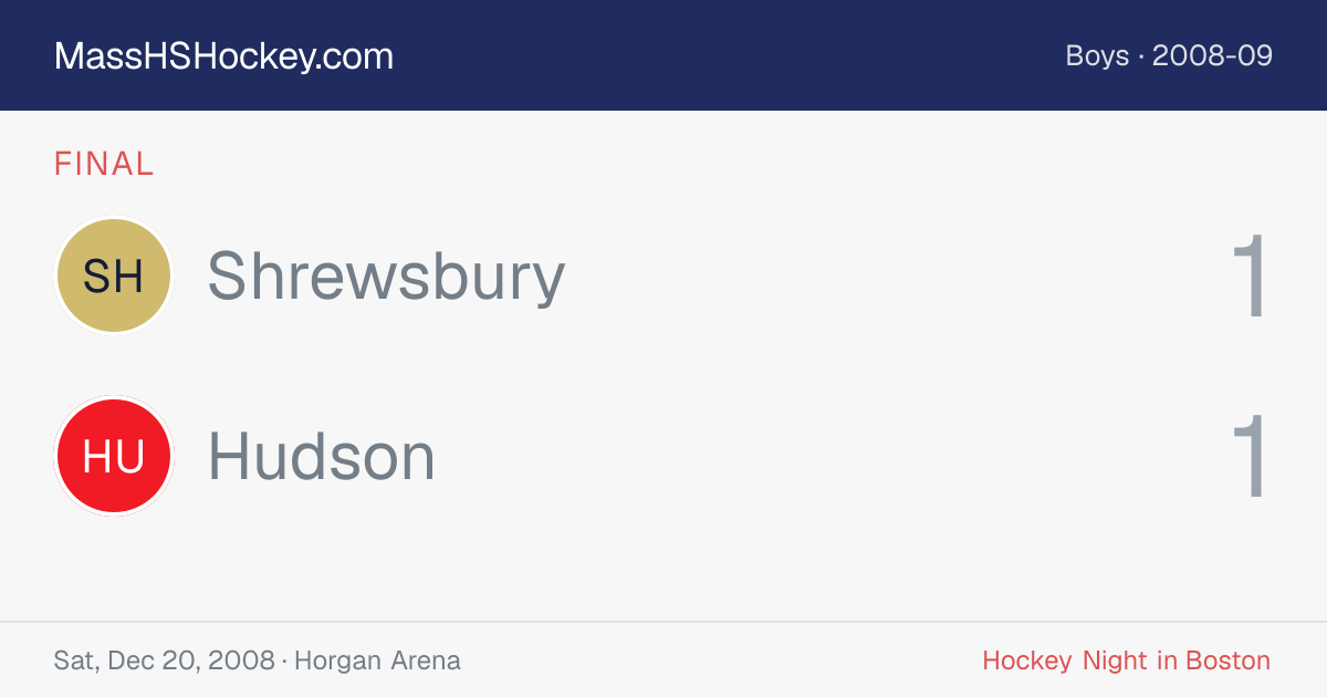 Shrewsbury at Hudson score card
