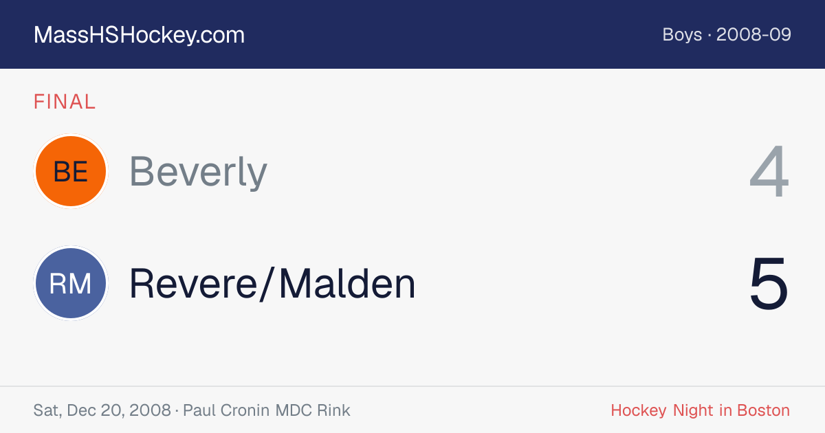 Beverly at Revere/Malden score card
