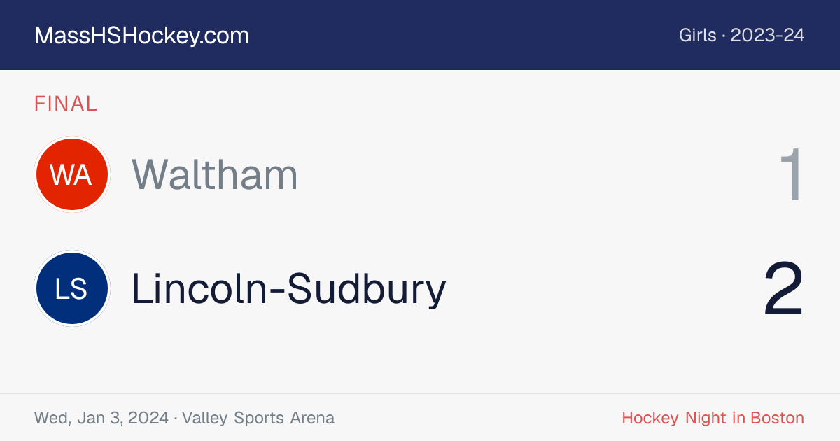 Waltham at Lincoln-Sudbury score card