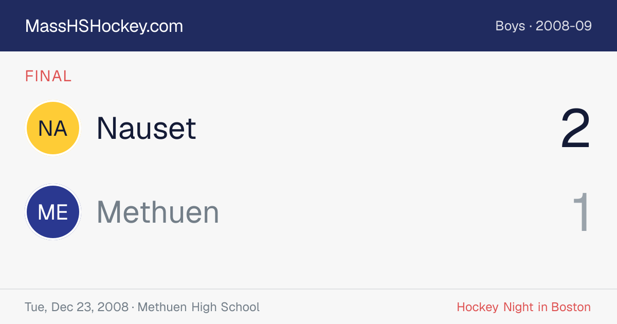 Nauset at Methuen score card
