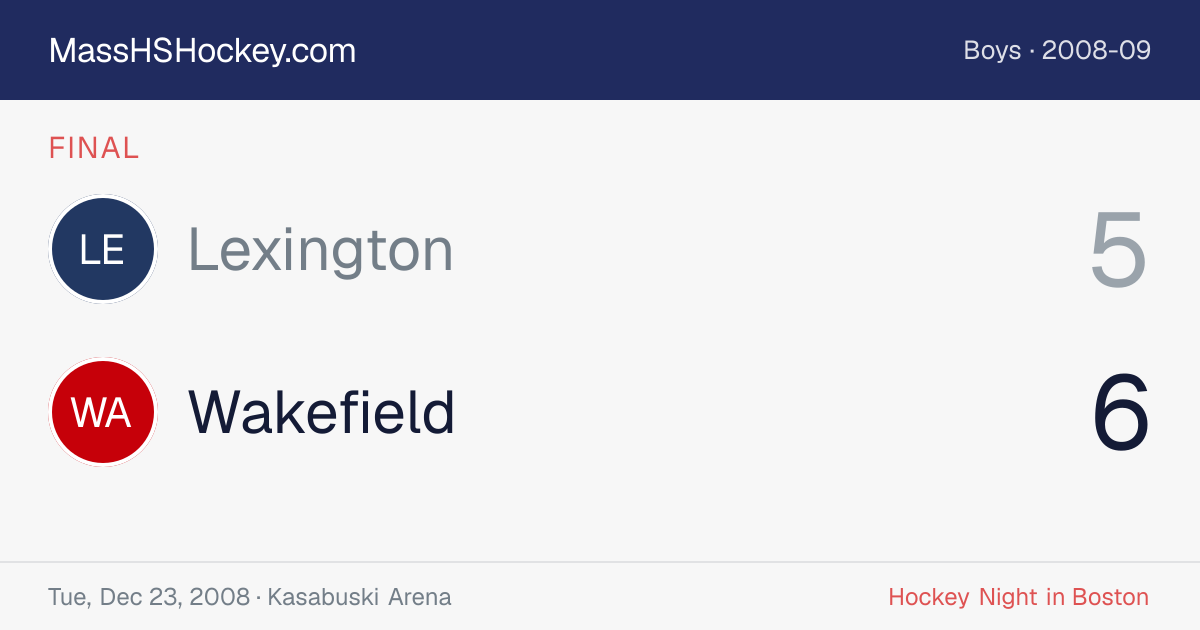 Lexington at Wakefield score card
