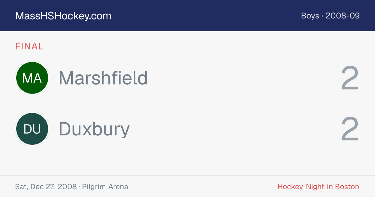 Marshfield at Duxbury score card