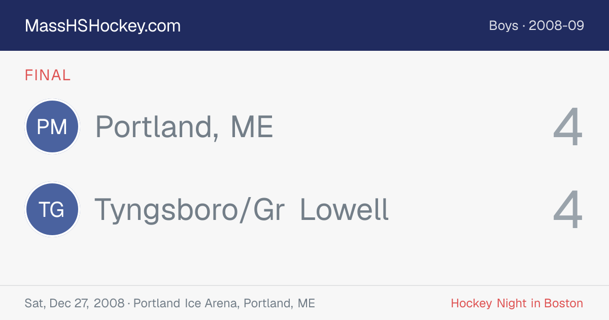 Portland, ME at Tyngsboro/Gr Lowell score card
