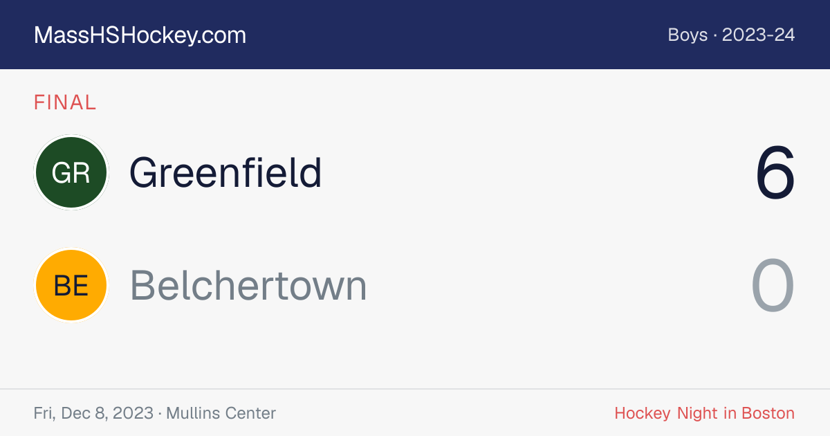 Greenfield at Belchertown score card