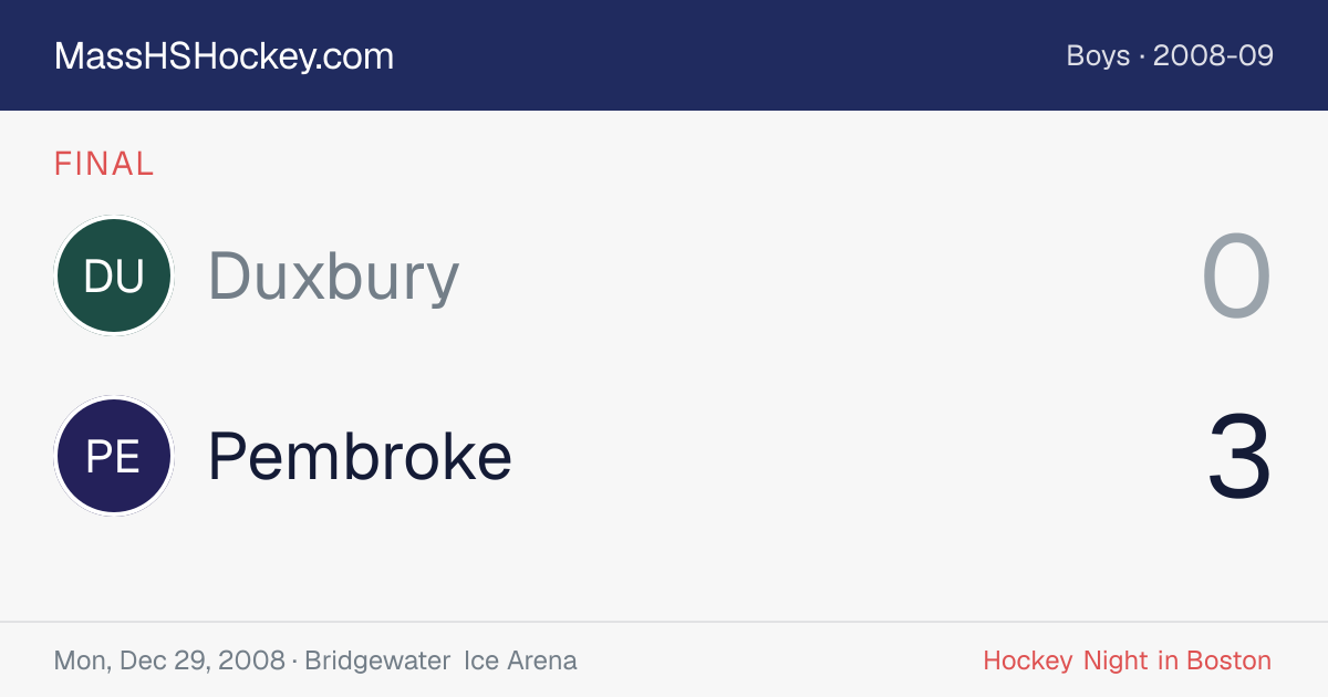 Duxbury at Pembroke score card