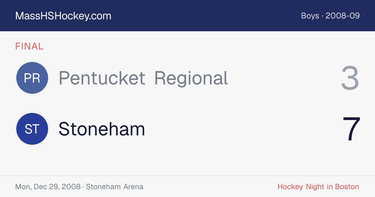 Pentucket Regional at Stoneham score card