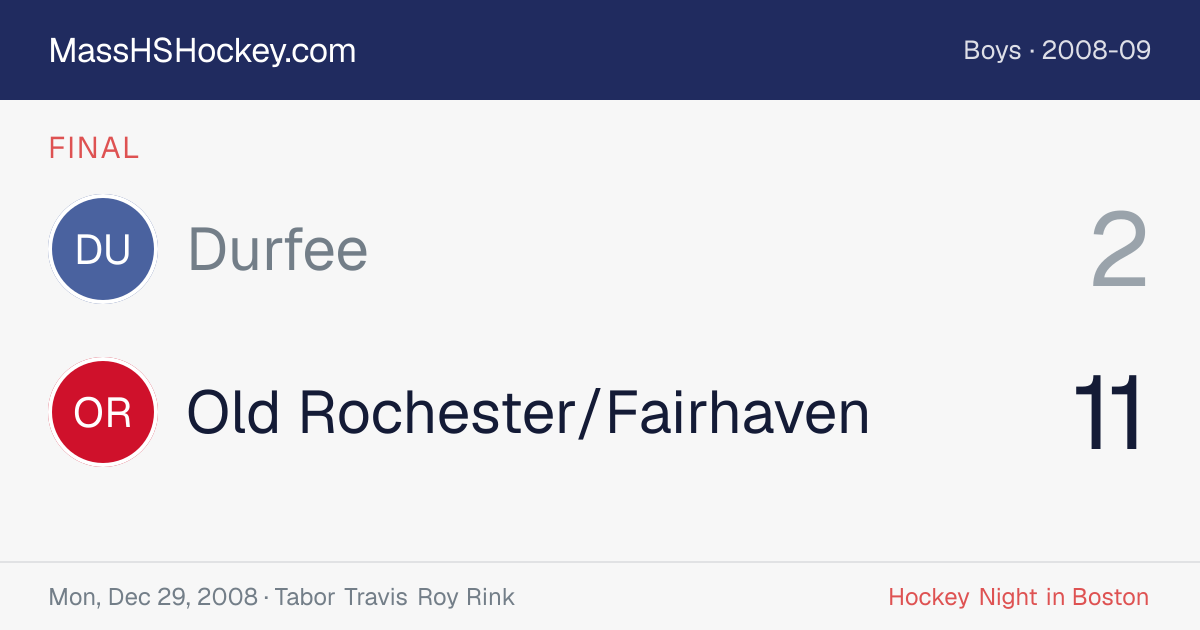 Durfee at Old Rochester/Fairhaven score card