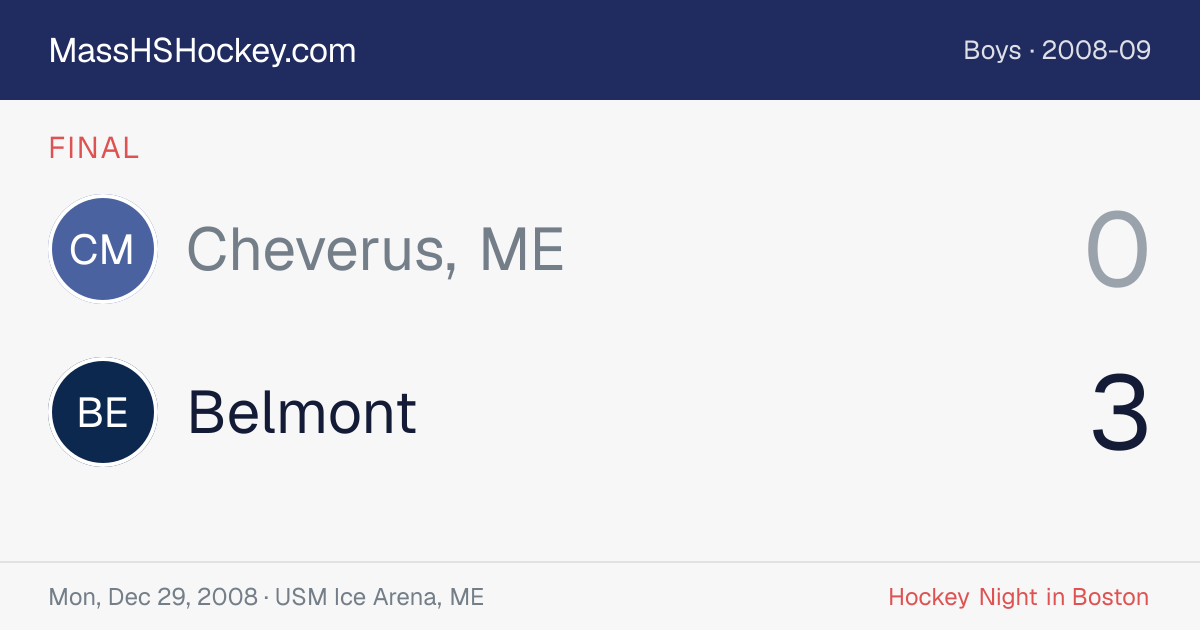 Cheverus, ME at Belmont score card