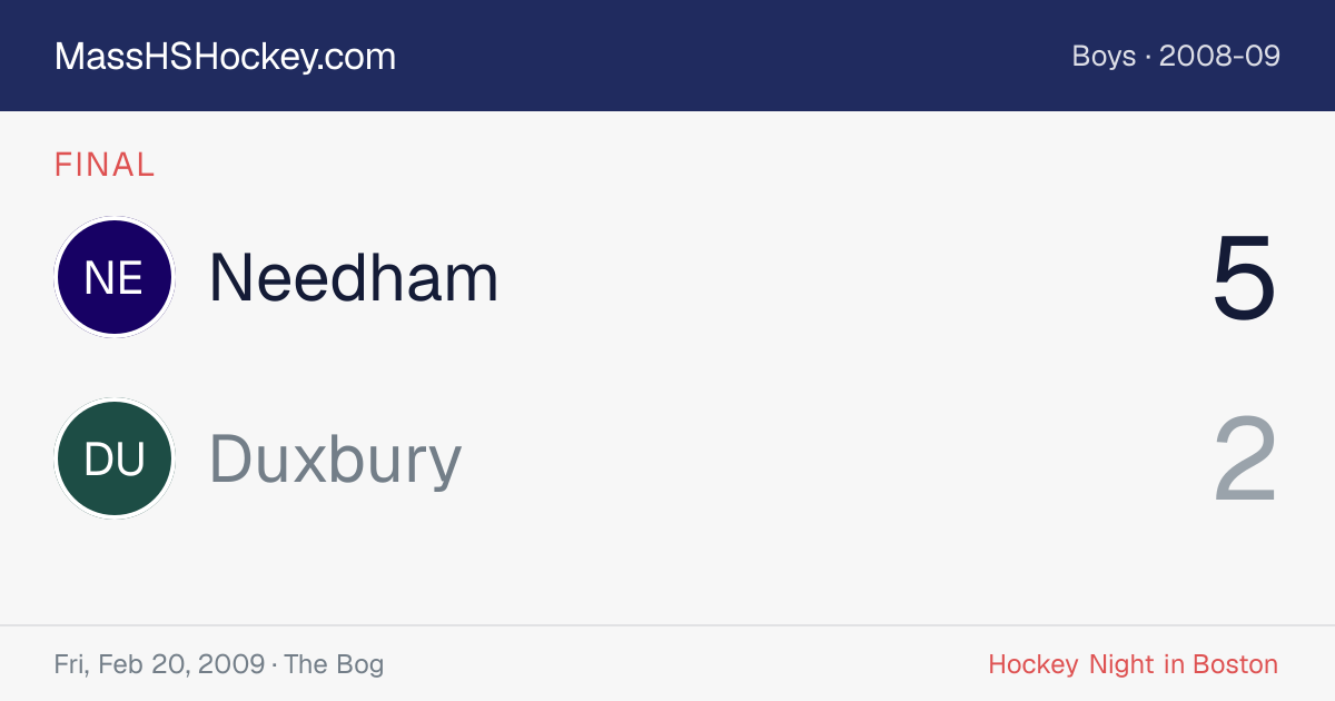 Needham at Duxbury score card