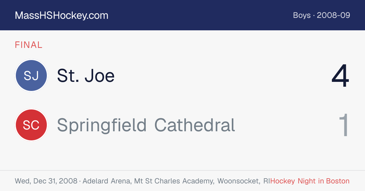 St. Joe at Springfield Cathedral score card