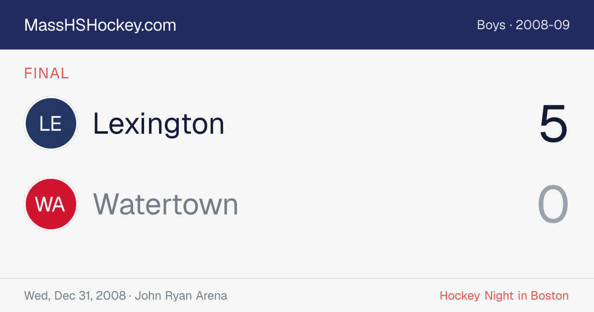 Lexington at Watertown score card