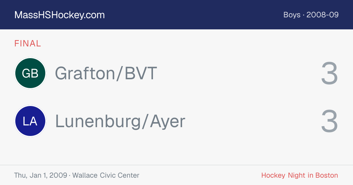 Grafton/BVT at Lunenburg/Ayer score card