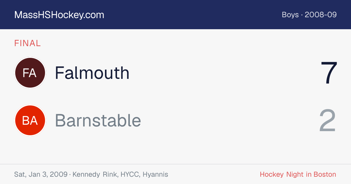 Falmouth at Barnstable score card