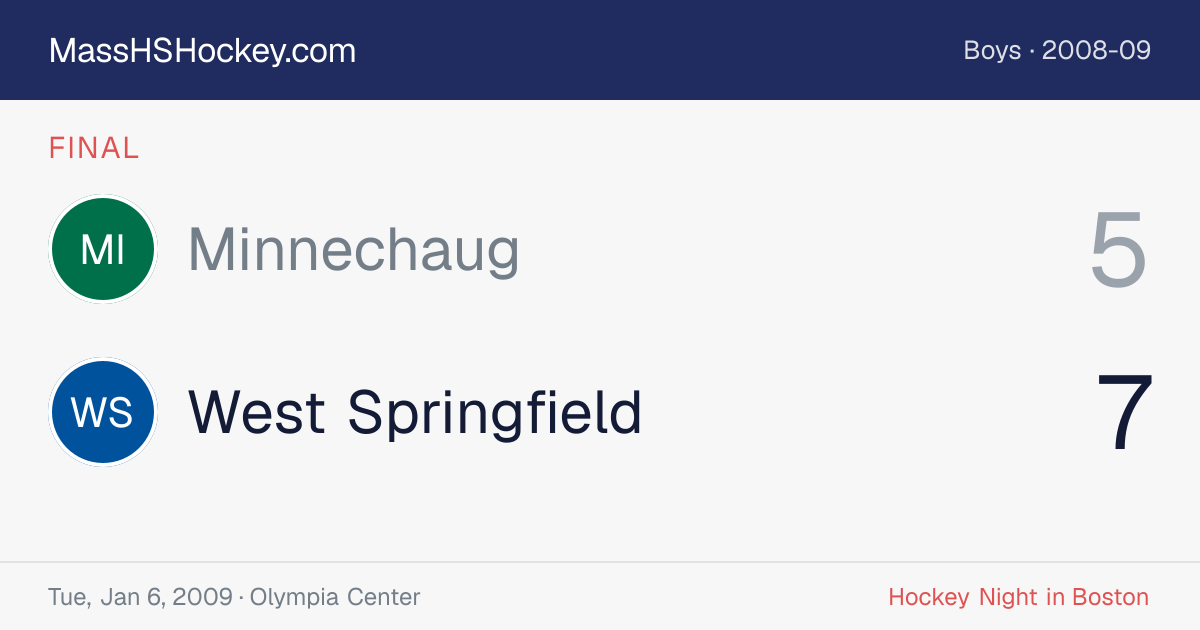 Minnechaug at West Springfield score card