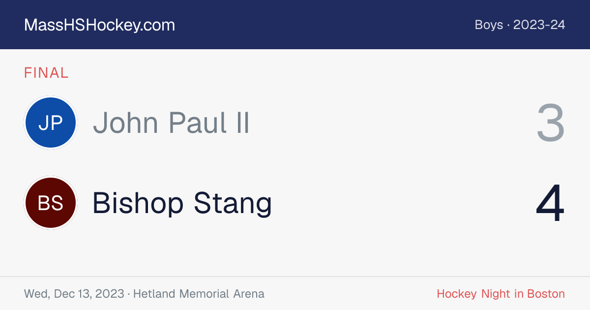 John Paul II at Bishop Stang score card