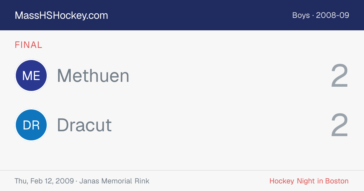 Methuen at Dracut score card