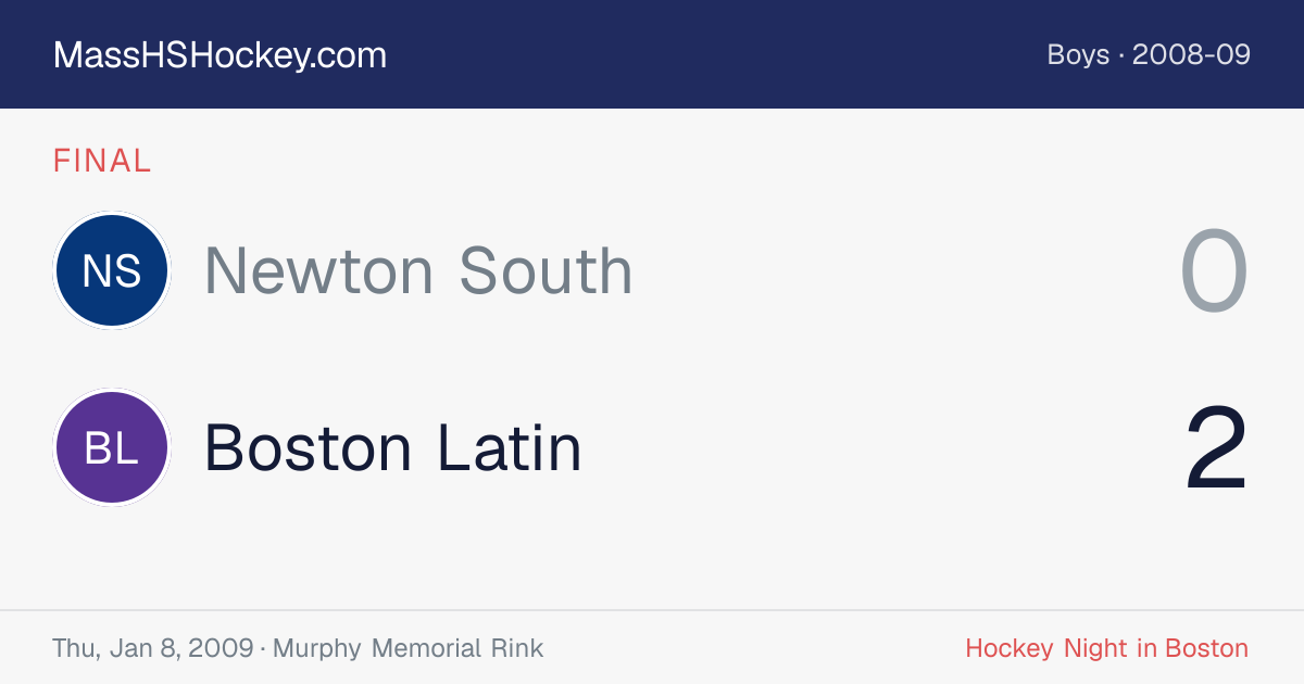 Newton South at Boston Latin score card