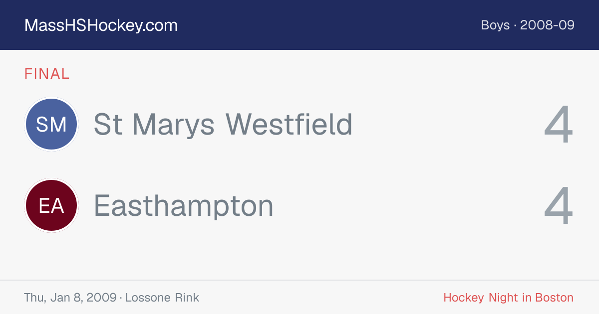 St Marys Westfield at Easthampton score card