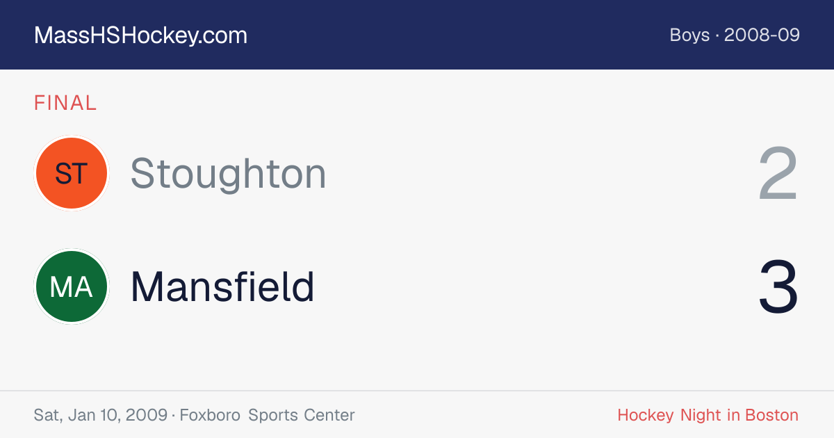 Stoughton at Mansfield score card