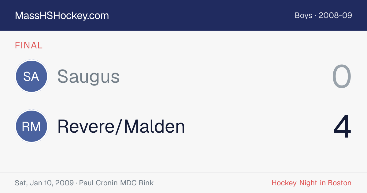 Saugus at Revere/Malden score card
