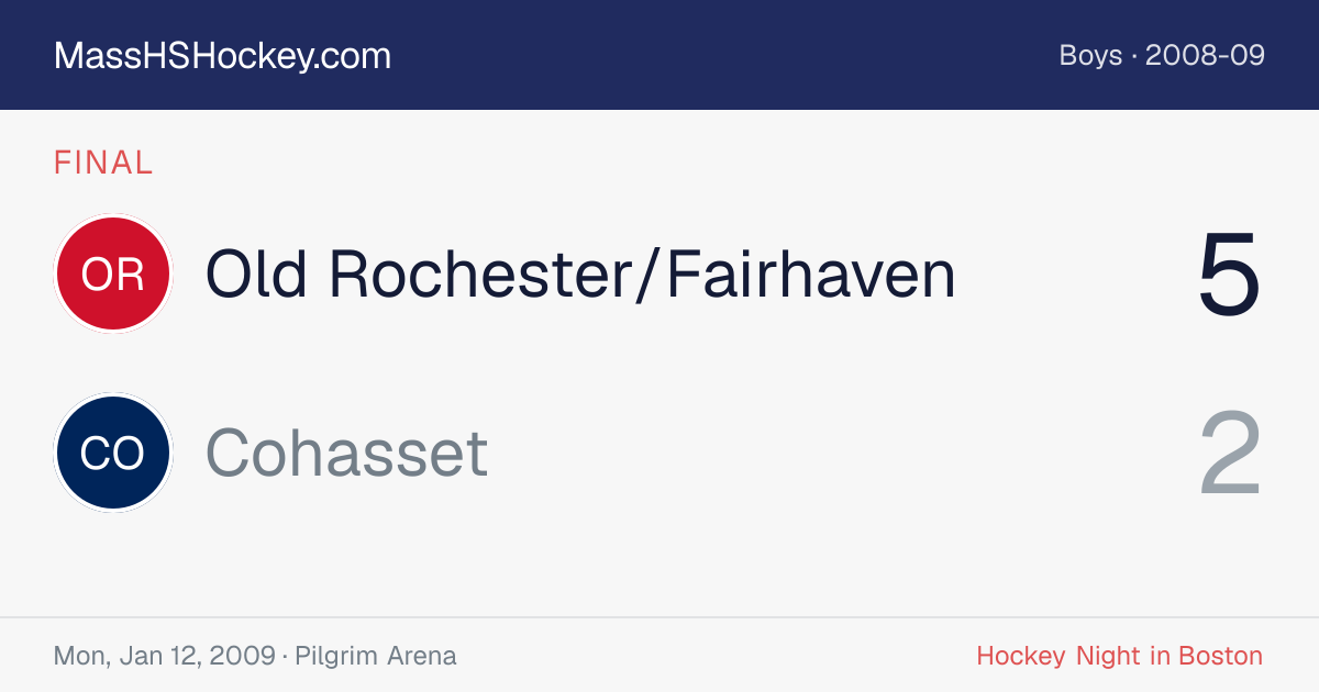 Old Rochester/Fairhaven at Cohasset score card