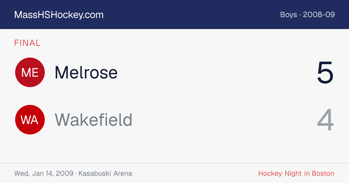 Melrose at Wakefield score card