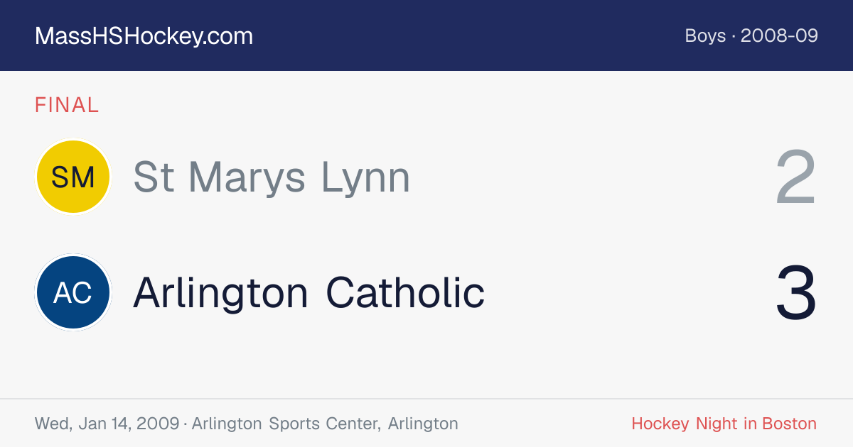 St Marys Lynn at Arlington Catholic score card