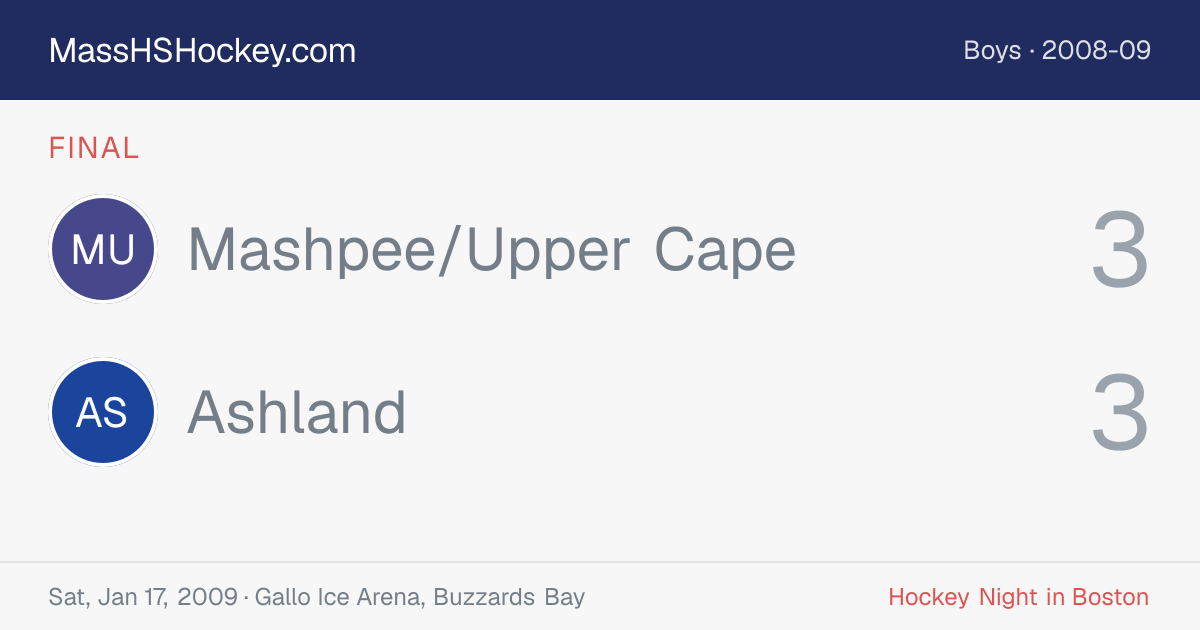 Mashpee/Upper Cape at Ashland score card