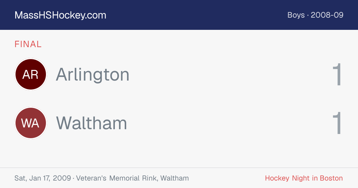 Arlington at Waltham score card